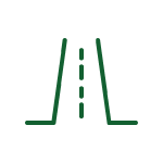 Green narrowing line icon representing fire break and road maintenance services.