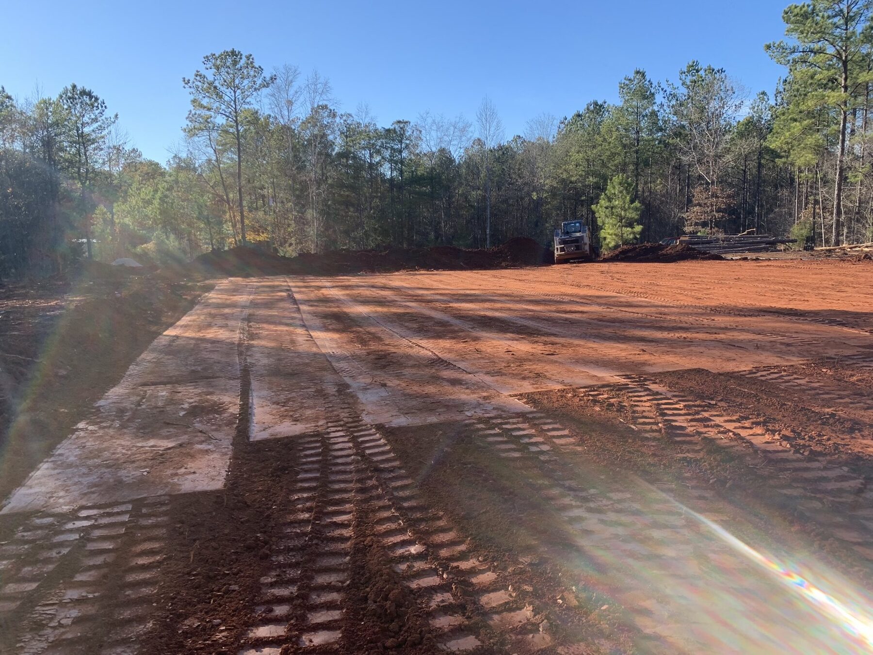 Open cleared tract with scattered pines